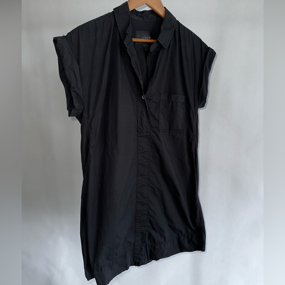J.Crew Women's Black Denim Short Sleeve Collared Button Dress